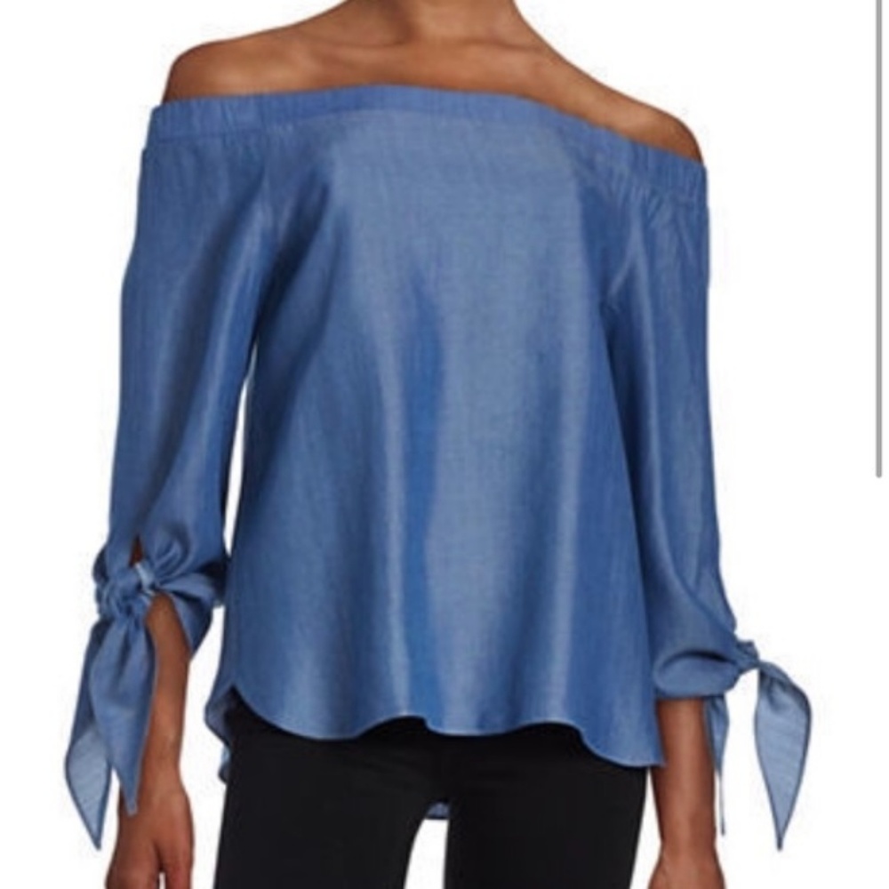 Off the shoulder chambray top